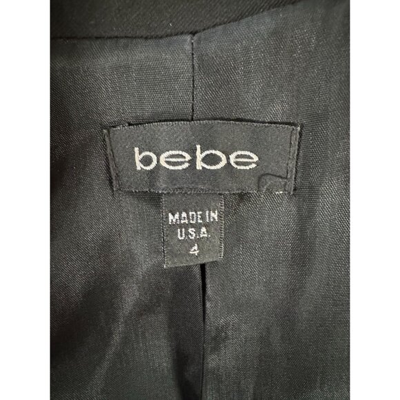 Bebe Satin Waisted Jacket Size 4 Black Polyester Blend - Picture 5 of 16